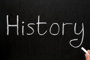 History, written with white chalk on a blackboard.