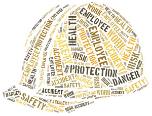 Safety at work concept. Word cloud illustration.