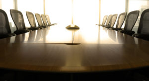 Modern table boardroom with chair in morning / meeting associate concept.